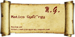 Matics György névjegykártya